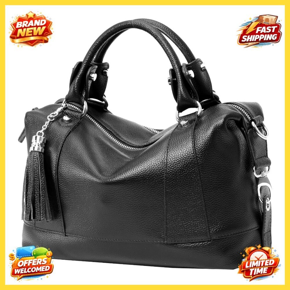 Genuine Leather Satchel Tote Bag, Crossbody Purse with Adjustable Strap - Picture 1 of 7